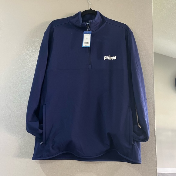 NWT! Prince Pickleball Men’s Ponte 1/4 Zip Pull Over Jacket. size L. Blue - Picture 3 of 9